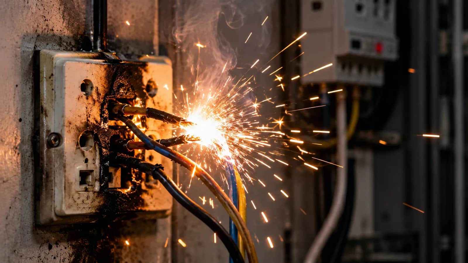 Electric short circuit causes fire