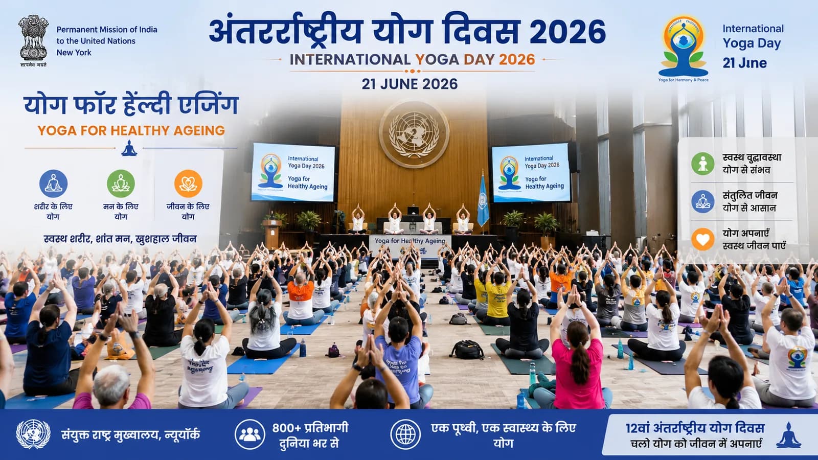 संयुक्त राष्ट्र मुख्यालय में अंतरराष्ट्रीय योग दिवस से पहले हुआ योग सत्र आयोजित, बड़ी संख्या में योग प्रेमी शामिल