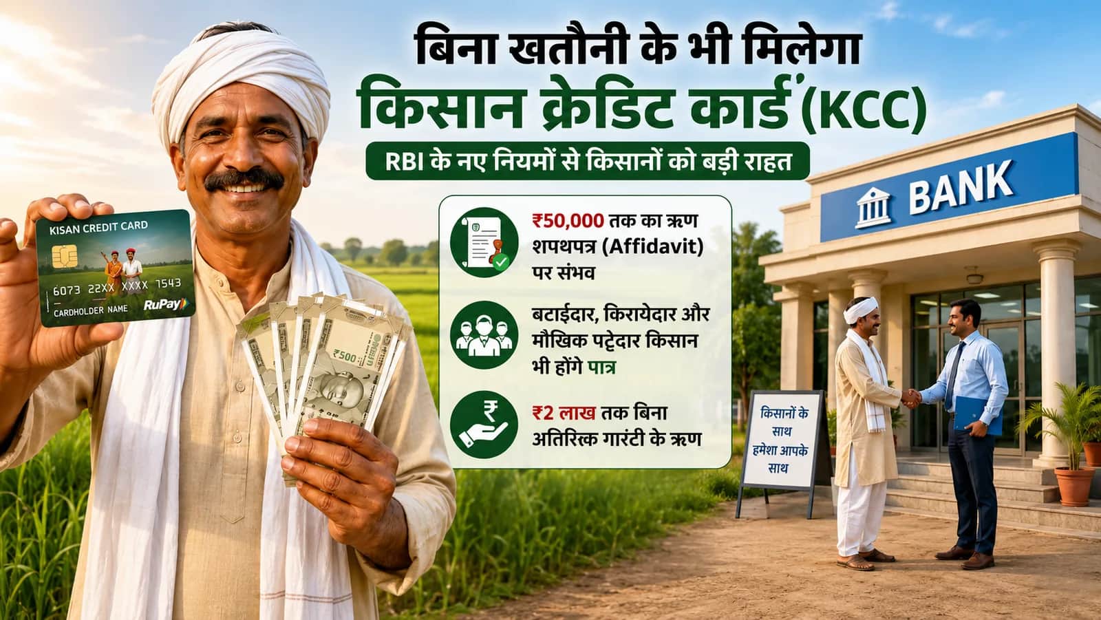 बिना खतौनी के भी मिल सकता है किसान क्रेडिट कार्ड, आरबीआई के नए नियमों से करोड़ो किसानों को राहत