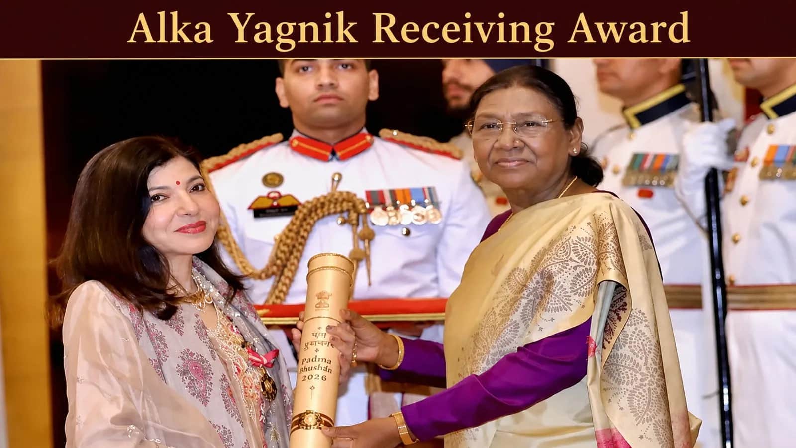 Alka Yagnik Receiving Padma Bhushan Award