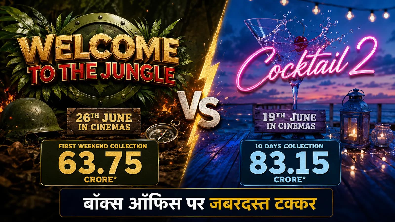 Box Office Clash: ‘Welcome To The Jungle’ की धमाकेदार एंट्री, लेकिन ‘Cocktail 2’ अब भी आगे