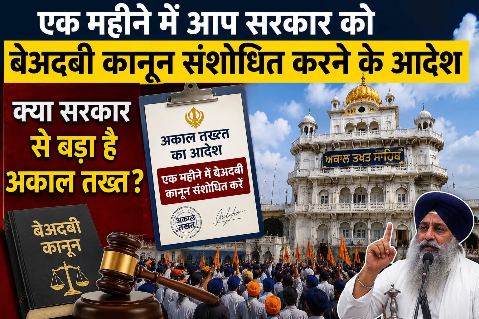 एक महीने में आप सरकार को बेअदबी कानून संशोधित करने के आदेश, क्या सरकार से बड़ा है अकाल तख़्त ?