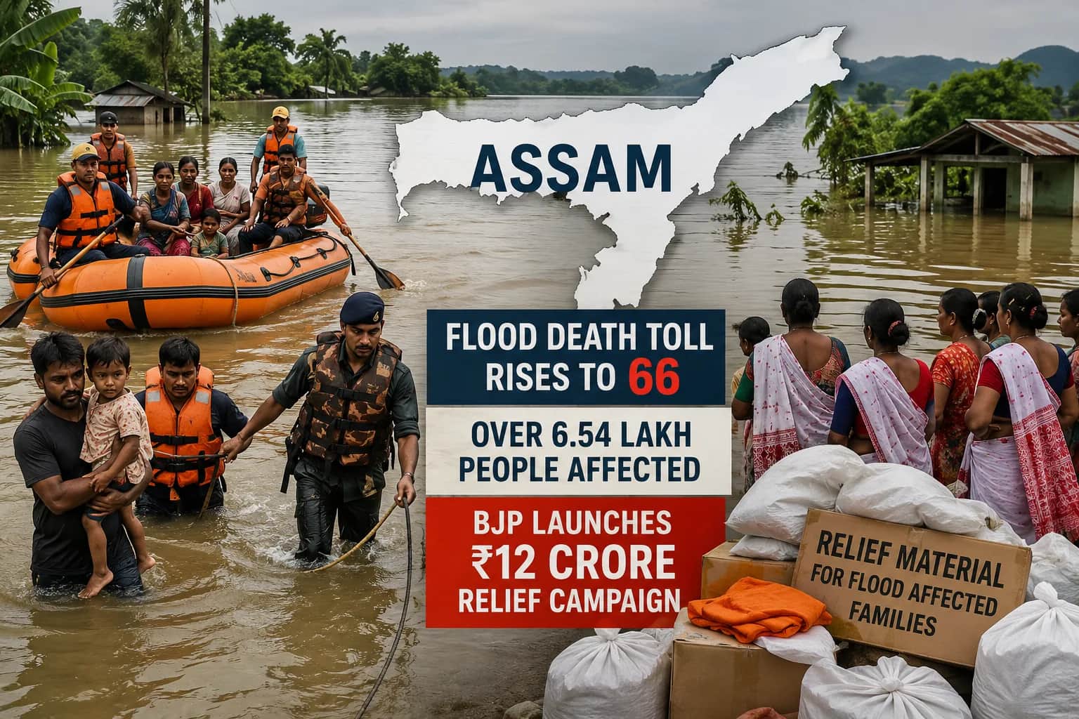 Assam Floods 2026: Rescue Operations Continue as Death Toll Reaches 66