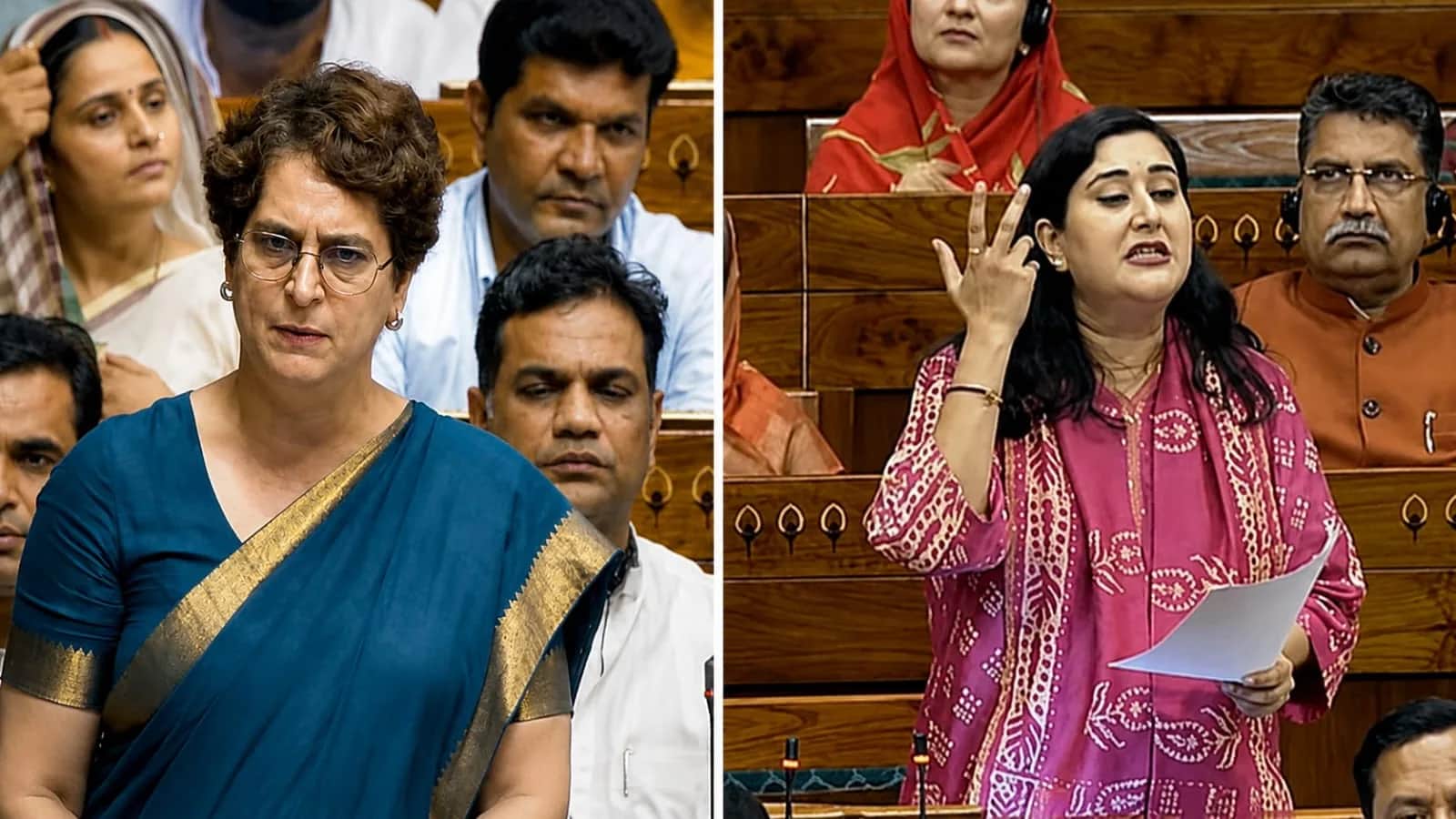 Bansuri Swaraj and Priyanka Gandhi in Parliament