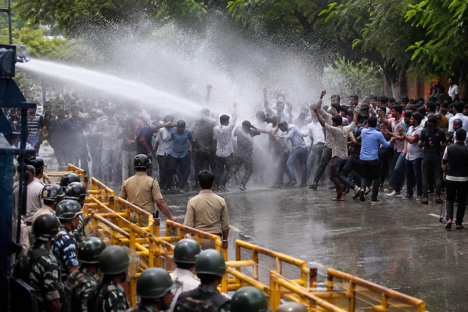 NEET Protest Turns Tense as Police Use Water Cannons in Patna