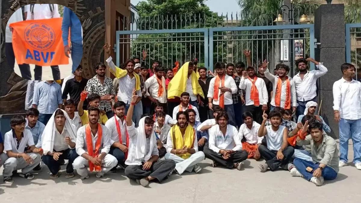 Around 20 students and ABVP members protested outside Christ University's Ghaziabad campus
