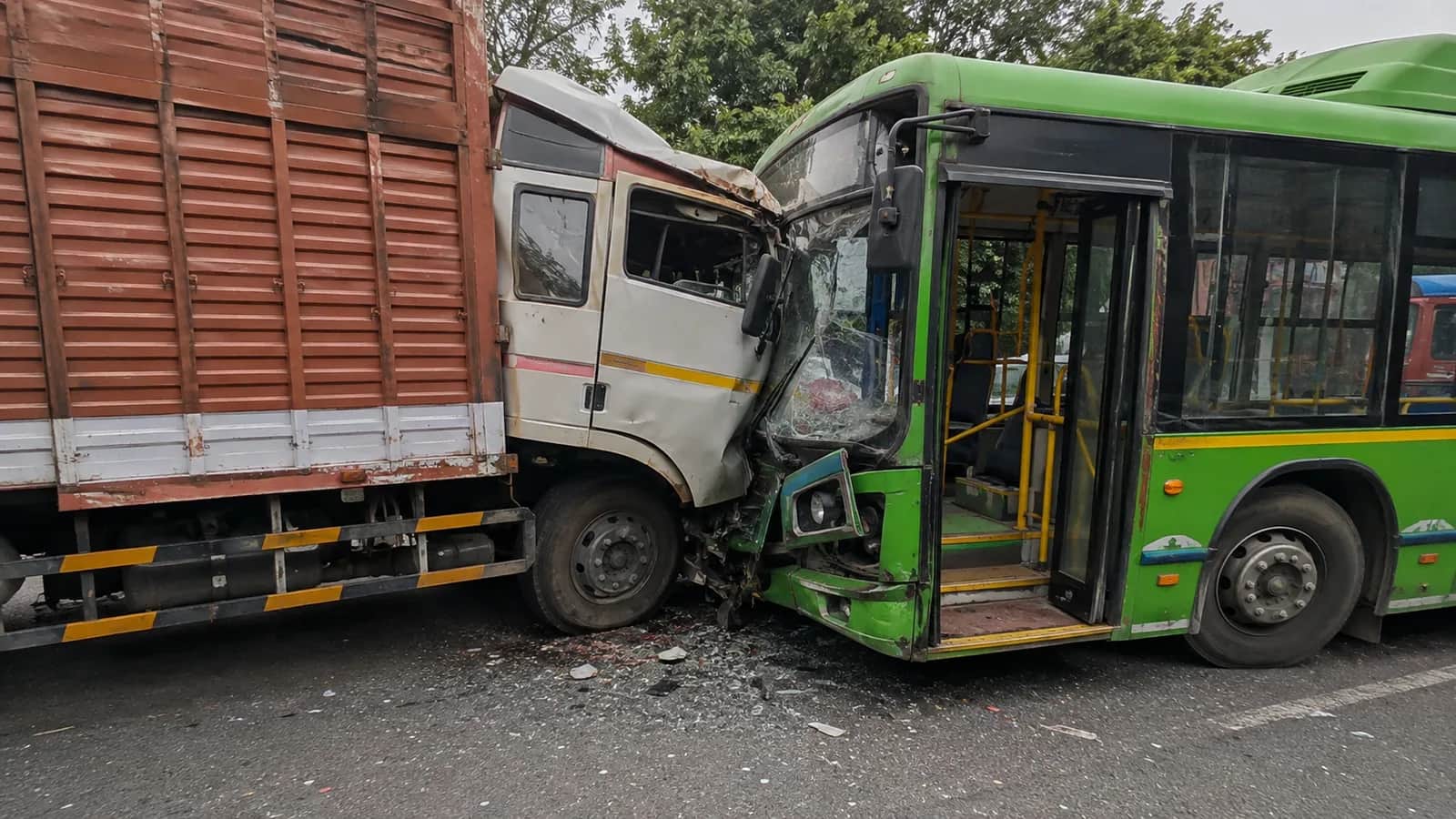 Truck-bus collision