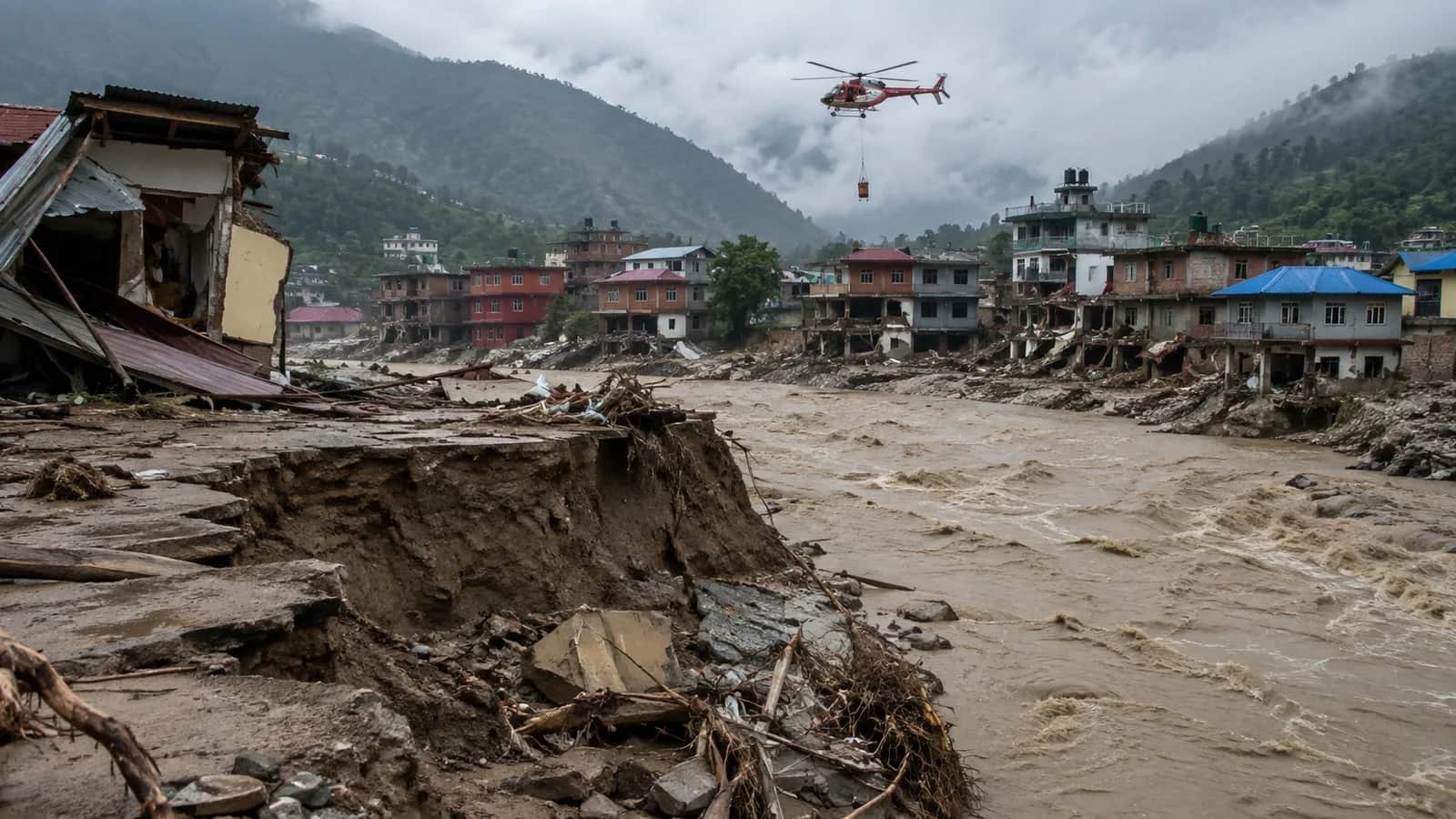 Nepal flood damage
