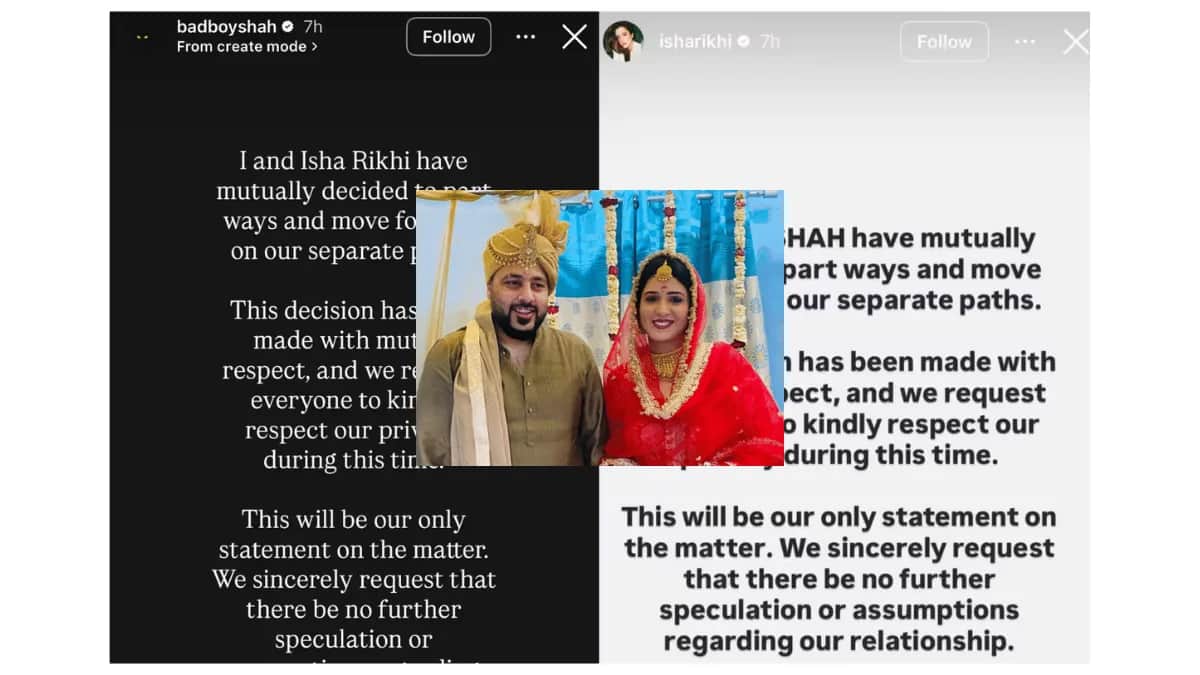 Badshah and Isha Rikhi announced their divorce on Instagram.
