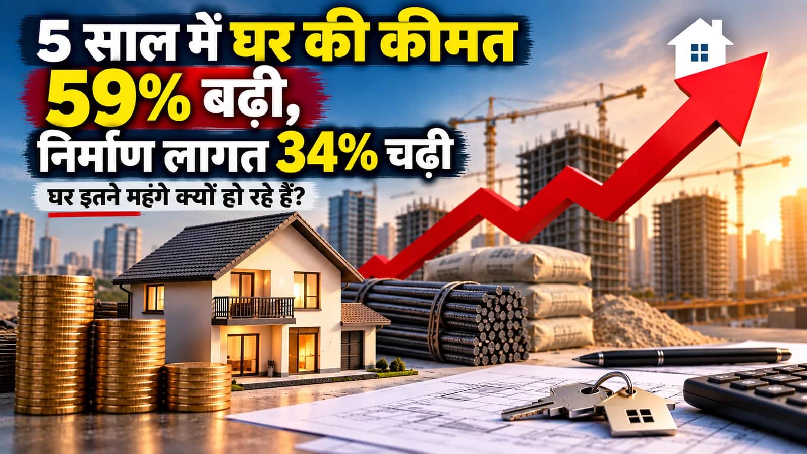 घर खरीदना क्यों हुआ इतना महंगा? 5 साल में कीमत 59% बढ़ी, जबकि निर्माण लागत सिर्फ 34% चढ़ी