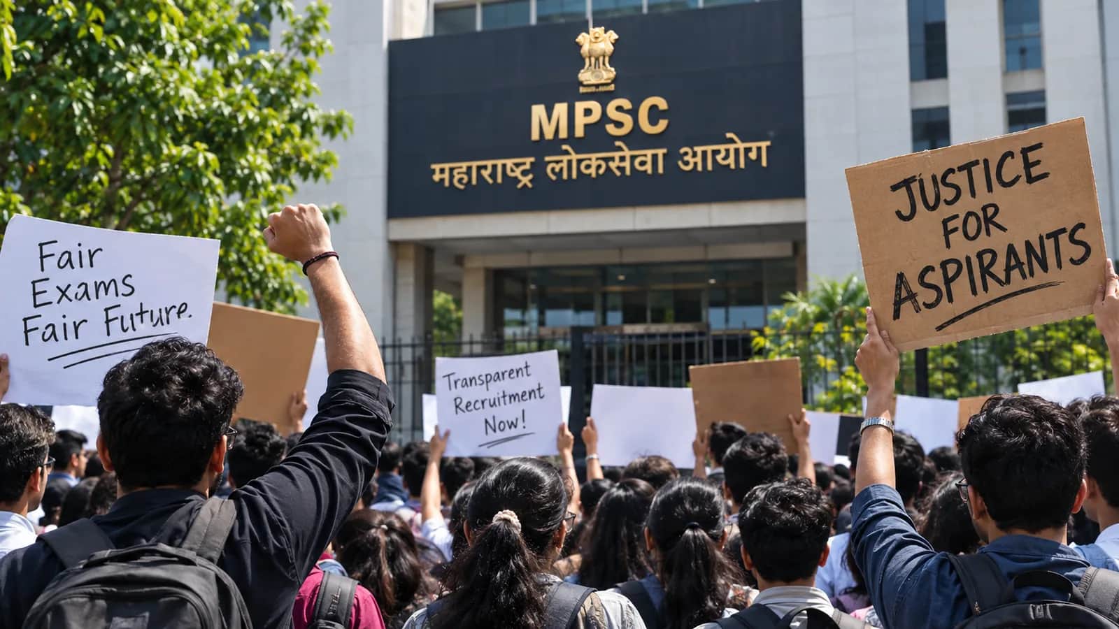 हज़ारों छात्र सड़क पर मार्च करते हुए