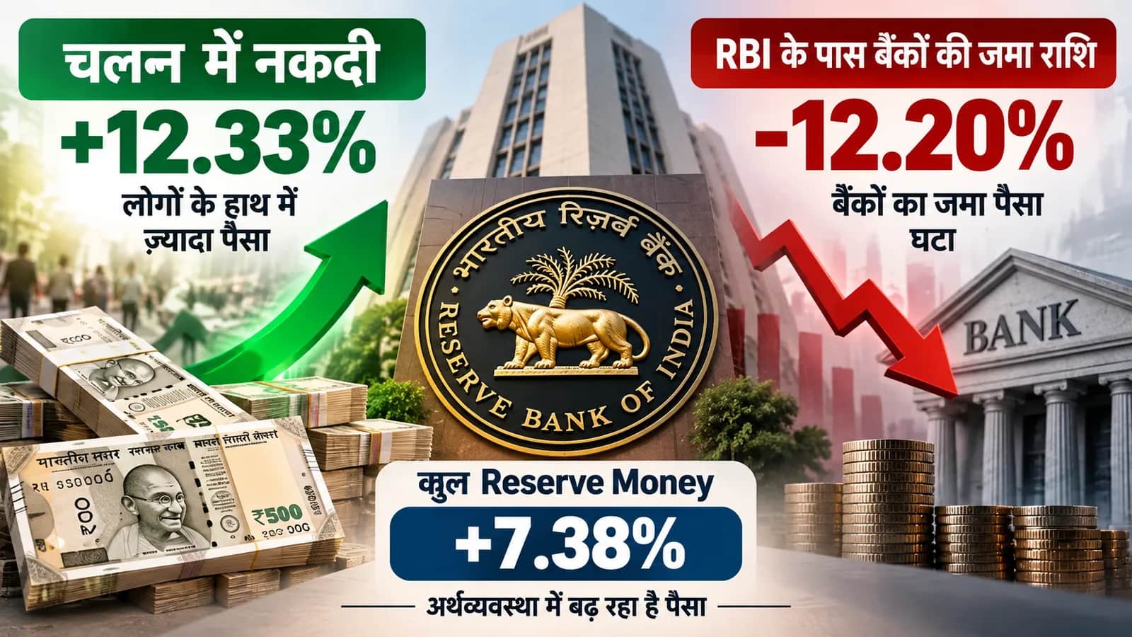 लोगों के पास बढ़ी नकदी, RBI में घटी बैंकों की जमा; समझिए Reserve Money के ताजा आंकड़ों के मायने