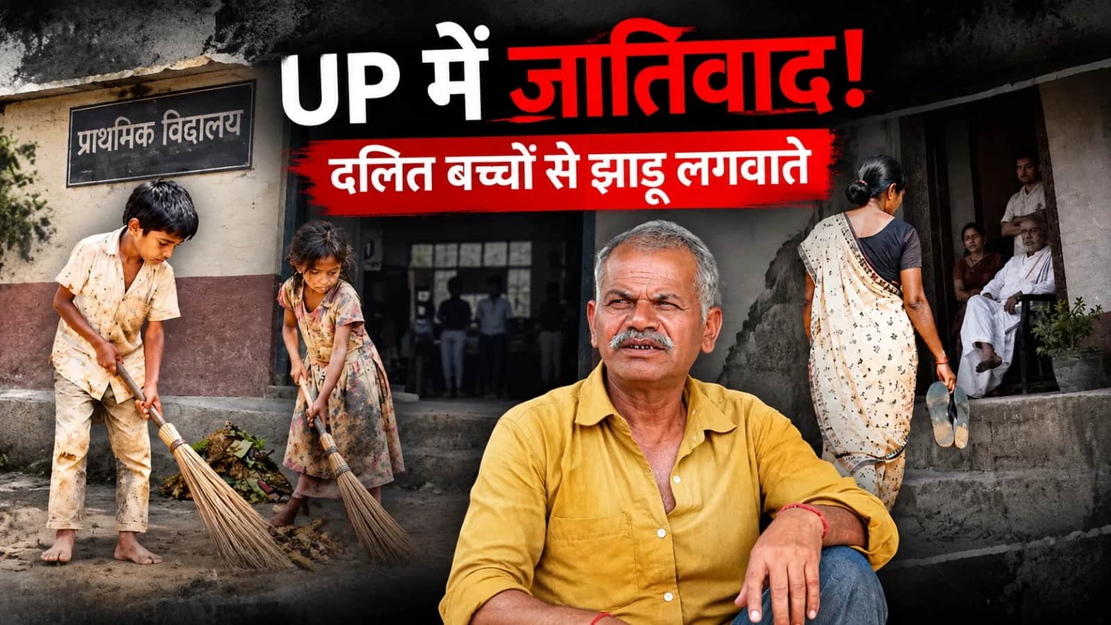 दलित बच्चों से झाड़ू लगवाते
